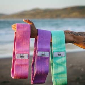 Our fabric resistance bands are 100% cotton, extra comfy, and easy to wash. They stay in place, are easy to remove, and won't fold over or cling.